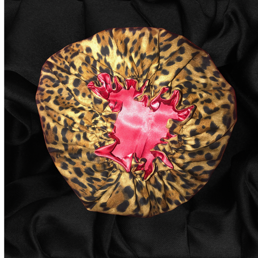 Luxury Leopard Printed Satin Bonnet