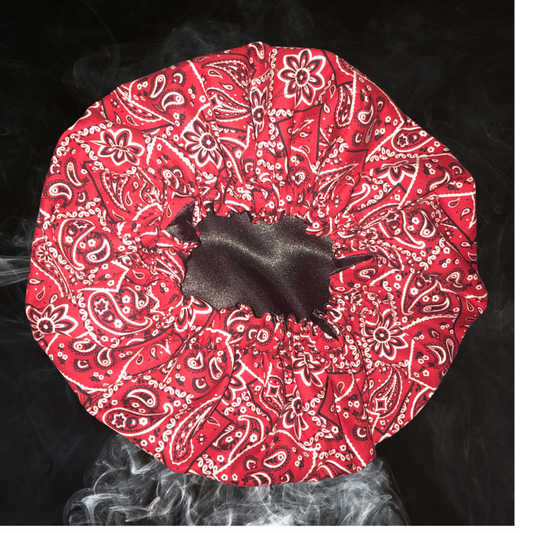 Red Bandana Satin Bonnet